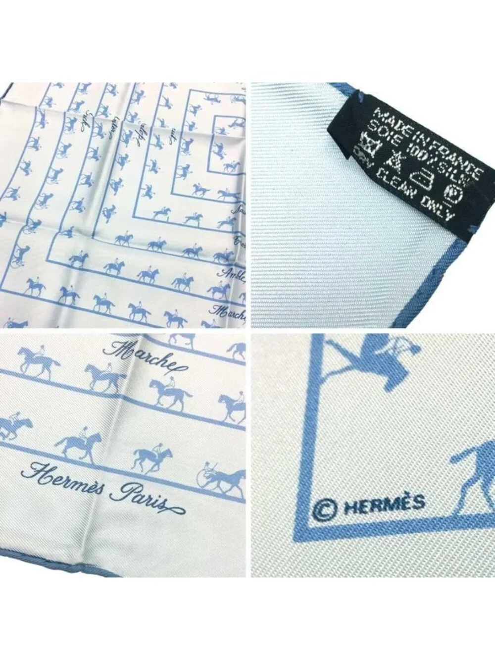 Hermes Scarf Horse Pattern Blue